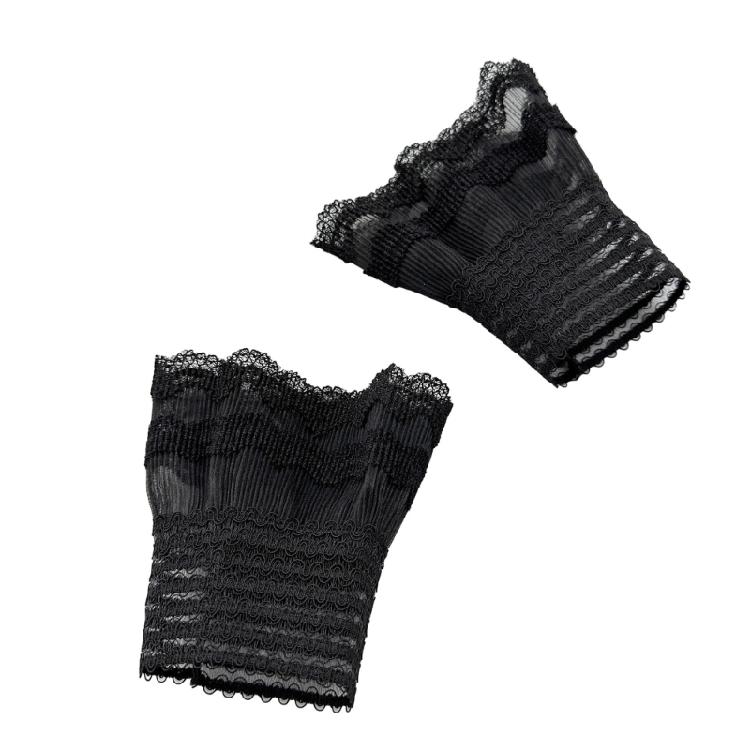 Ensemble de manchettes en dentelle blanche, 1 paire, accessoire de Costume, manches évasées en maille de dentelle, manchettes détachables plissées, fausses manchettes froncées