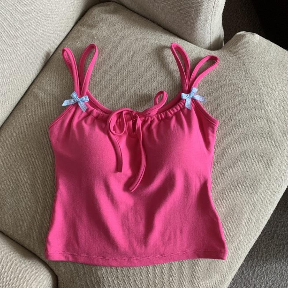 Tanktop mit Brustpolster Halter Crop Tops Damen Sommer Schleife Camis Rückenfreies Camisole Mode Tube Lady Ärmellose Cropped Weste