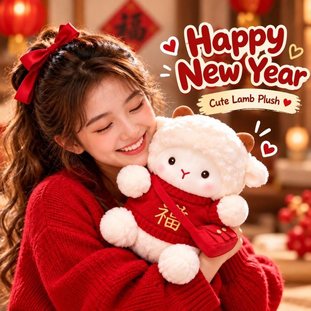 Sheep Design Sheep Plush Toy New Year Theme Plush Lamb Doll New Stuffed Animal Doll Birthday Gift