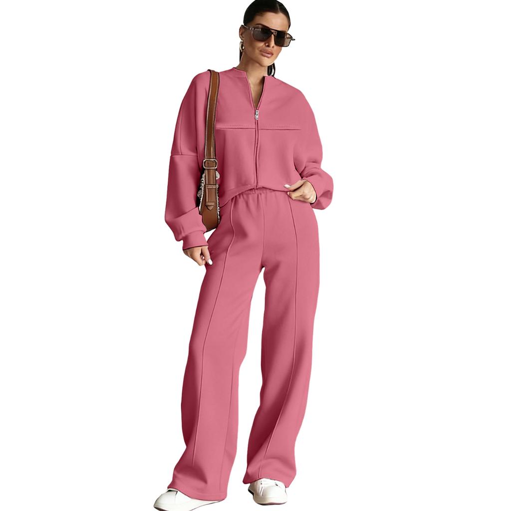 Women's Fashion Street Long,Sleeved Jacket And Pants Two,Piece Set