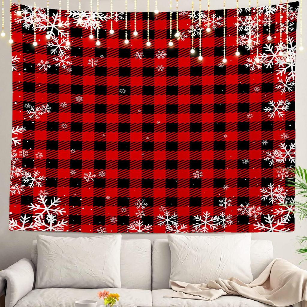 Christmas Wall Tapestry, Tree Wall Hanging Large Tapestry Decoration Polyester Fiber White Hem Around for Dorm Room Bedroom