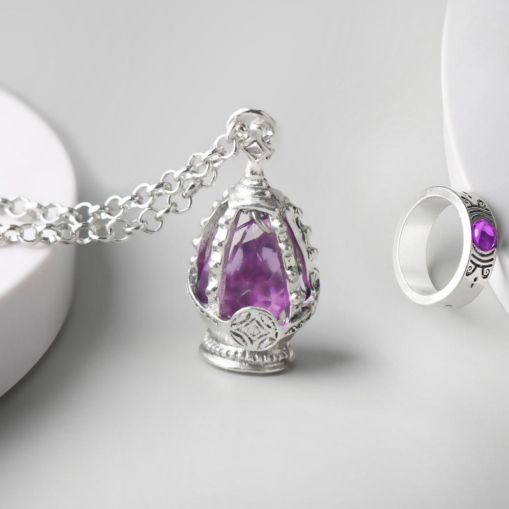 Magical Girl Madoka Magica Soul Gem Necklace & Ring Set COS Accessories