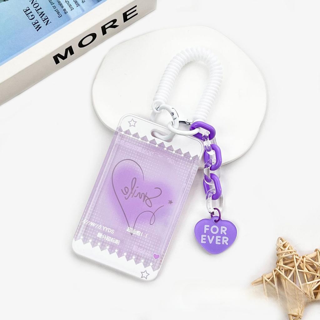 Chic Idol Photo Card Holder with Lanyard SweetHeart Style Family Friend Photo Card Cover Case ID Bus Card Protector