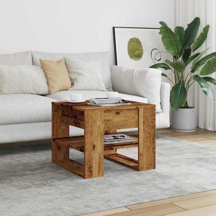 VidaXL Coffee Table Old Wood 55.5x55x45 Cm Engineered Wood, Side Table, Living Room Table, Side Table, End Table 856818