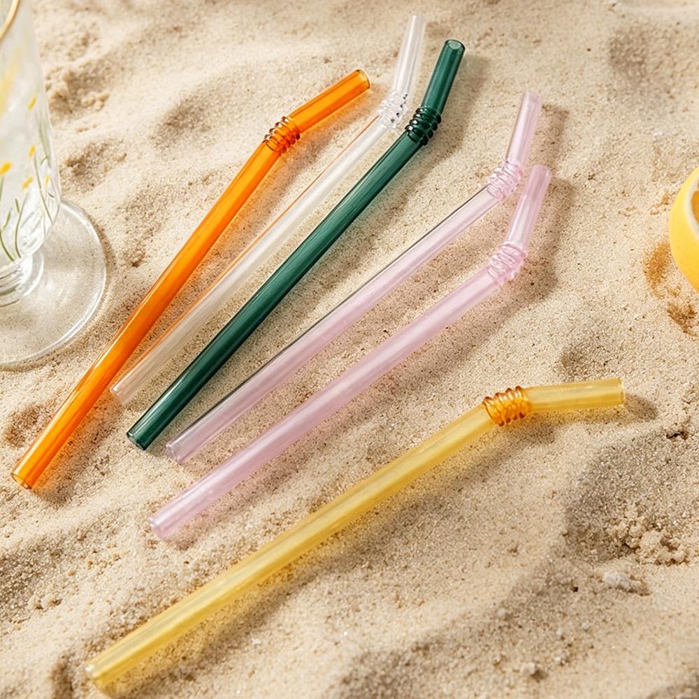 8mm High Borosilicate Glass Straw 10Pcs Reusable Eco Friendly Drinking Straws Set Bubble Tea Smoothies Bar Accessories