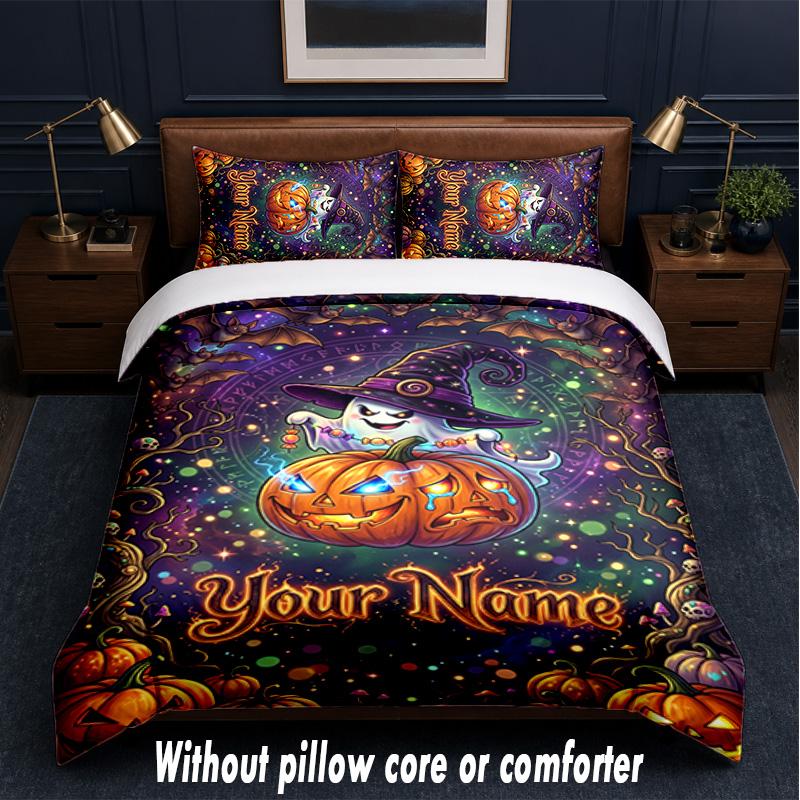 Witchcraft Theme Custom Text Or Name 3Pcs Bedding Set,1 Flat Sheet & 2 Pillowcases Personalized Home Bedding