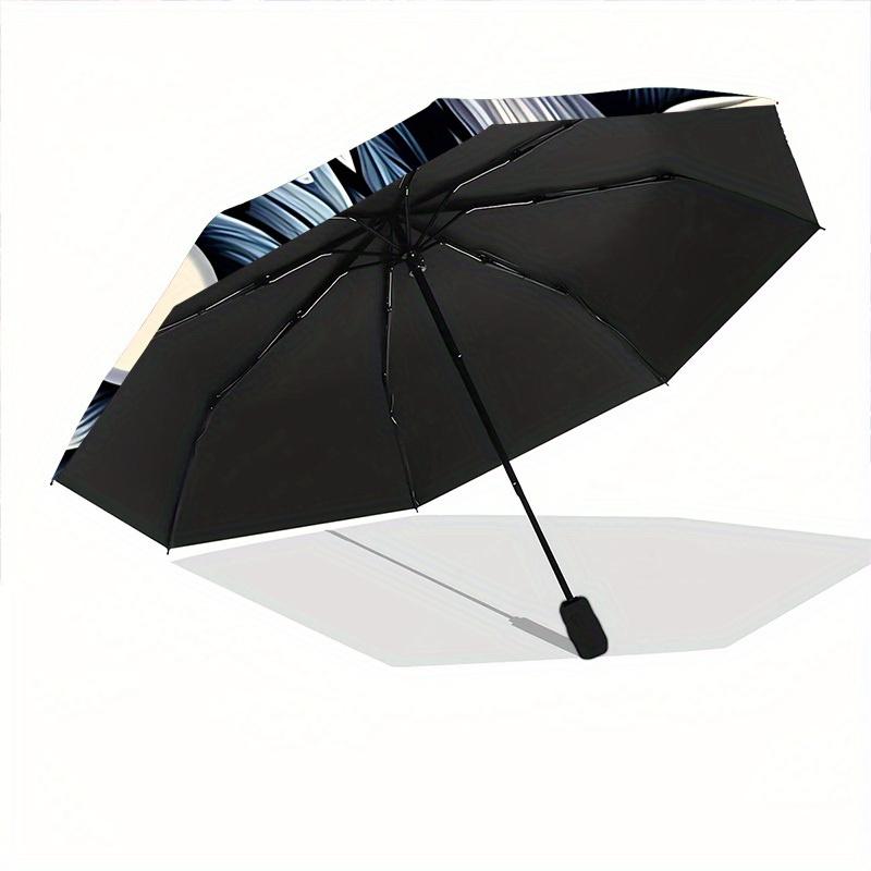 1pc YinYang Wolf Automatic Folding Umbrella, 8-Rib Sturdy Canopy, Portable Travel Umbrella for Outdoor Use,097