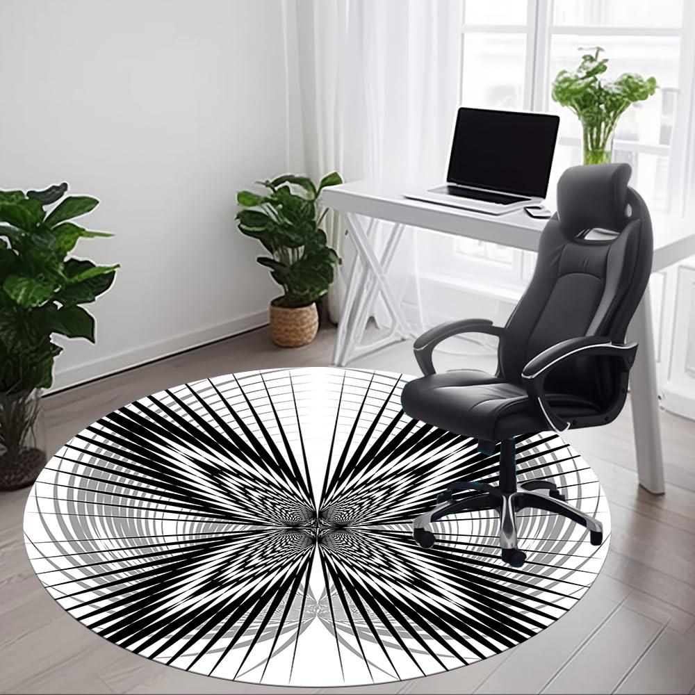 1pc Geometric Circle Pattern Chair Carpet for Office Non Slip, Machine Washable Rug for Office, Room Holiday Decor for Christmas, Birthday Polyester