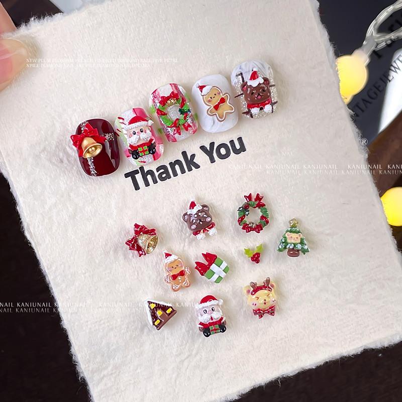 1Pcs Christmas Snowman Christmas Tree 3D Nail Mold Santa Claus Nail Decorations Diy Design Silicone Manicure Mold Nail Art Charm