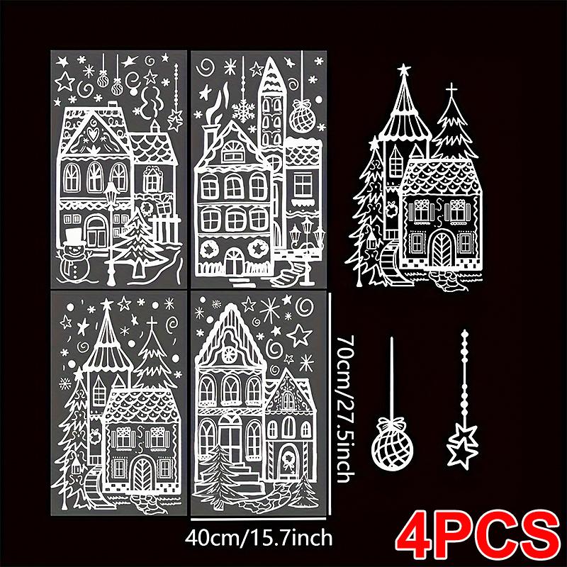 4pcs Snowflake Decals Window Decoration Large Christmas Window Clings Party Ornaments Double-Sided Xmas 20x30cm