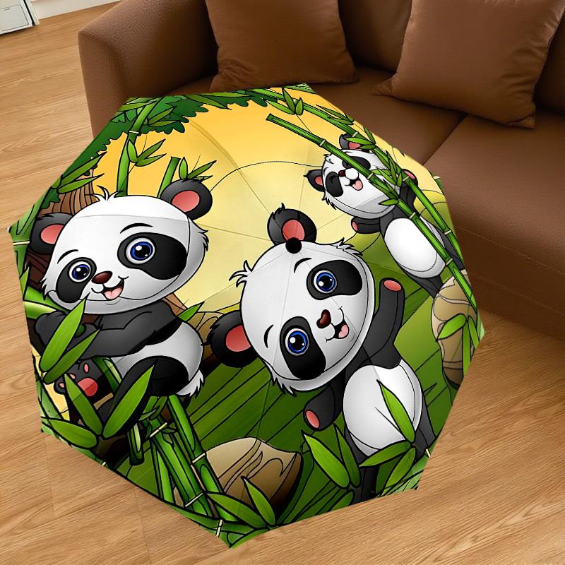 1PC Panda Bamboo Automatic Open/Close Umbrella with Windproof, 8-Rib Sturdy Canopy, Durable Ribs, Fashionable Design1311A