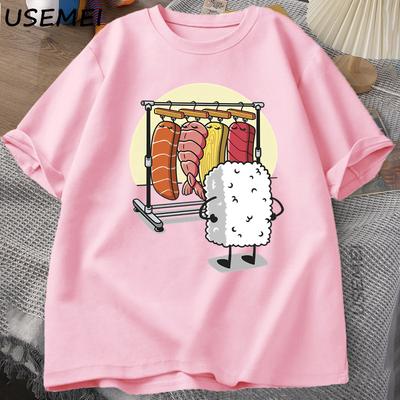 Camiseta Armario de Sushi para Mujer y Hombre Divertida de Alta Calidad Camiseta de Algodón Camisetas Gráficas Holgadas de Manga Corta Camiseta Estampada Tops para Hombre