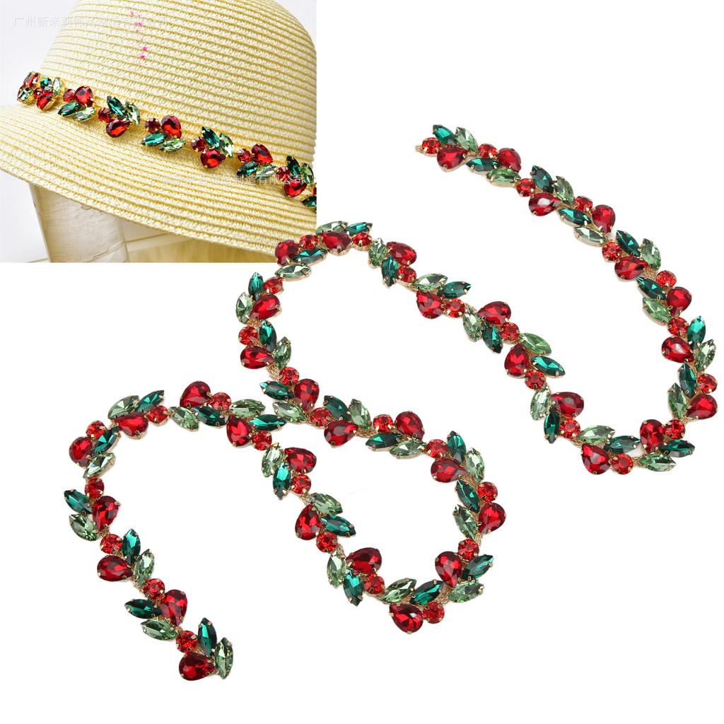 1yd Rhinestone Flower Chain Shiny Colorful Exquisite Workmanship Color Horse Eye Drop Rhinestone Chain for Decor