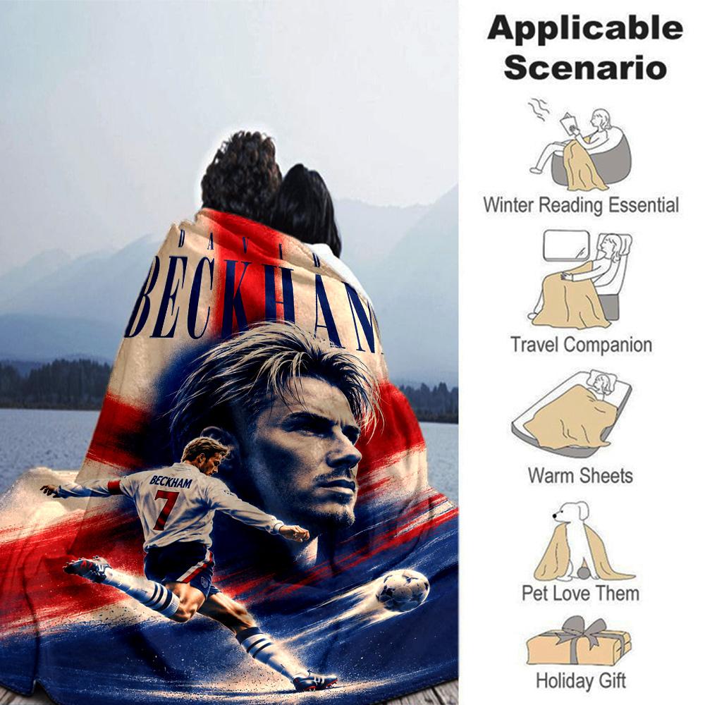David Beckham England Football Star Print Fleece Blanket Soft Cozy Throw Blanket for Sofa Couch Bed Soccer Fan Home Decor