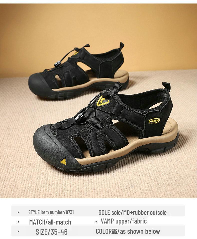 Unisex Thick-Soled Closed-Toe Summer Sandals - Plus Size Outdoor Casual Beach Shoes.