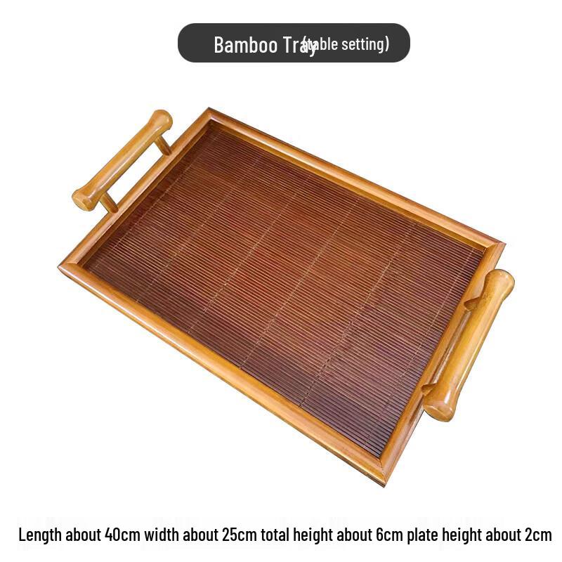Chaxun Bamboo Tea Tray with Woven Mat