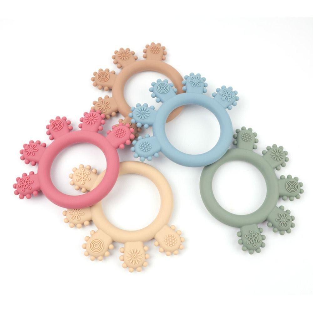 Anti-Crying Baby Teething Toys BPA Free Infant Chew Toys Portable Silicone Teething Ring  Daycare