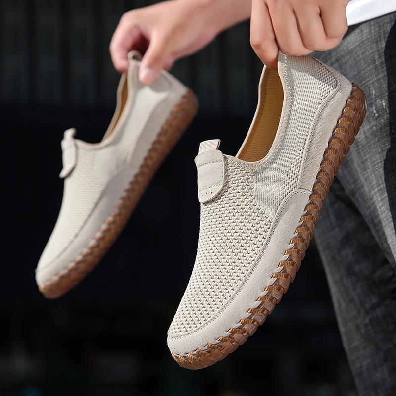 Fashion Soft Sole Mens Summer Mesh Shoes Comfort Casual Sneakers Leisure Walk Male Loafers Outdoor Walking Shoes Slip On Flats Moccasins