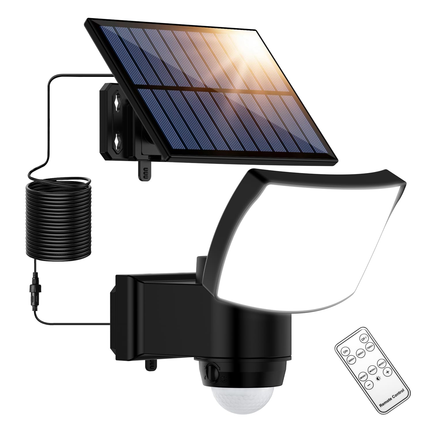 

Solar Light for Outdoor Use, IP65 Waterproof [300050007000K], Solar Sensor Light, 1800mAh, Ultra-Bright 2000 Lumens, Security [3 Intelligent Modes],