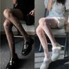 Black Silk Stockings Women's Thin BlackinsDisco Jumping Socks Internet Celebrity Hot Drilling Fishnet Stockings White with Diamo