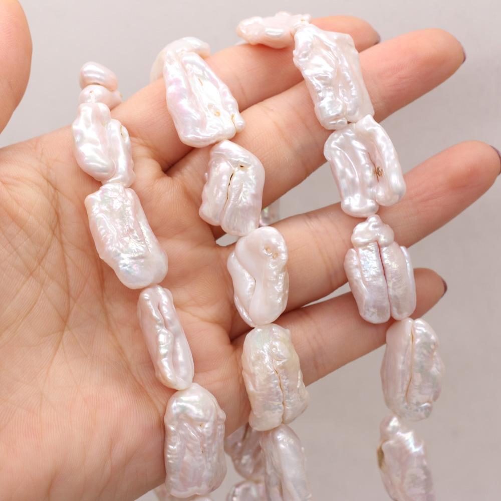 1String, Irregular Baroque Pearls, White Natural Freshwater Pearl Beads, 12×23–15×25 mm, for DIY Necklace Bracelet Accessories, Jewelry Making, 36cm