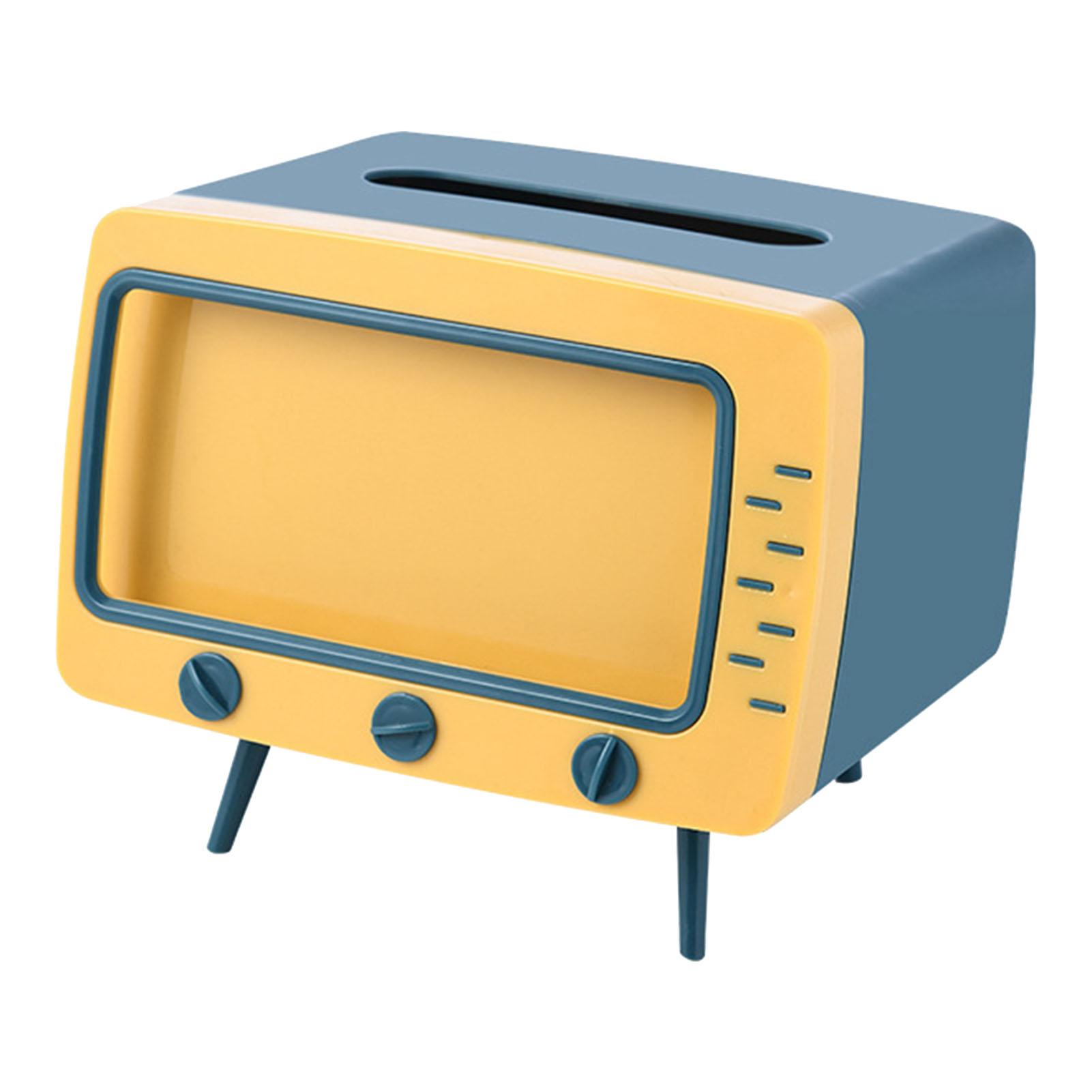 

Коробка для салфеток TV, многоцелевой симпатичный инновационный держатель для ретро-коробки для салфеток с креплением для телефона для ванной комнаты синий
