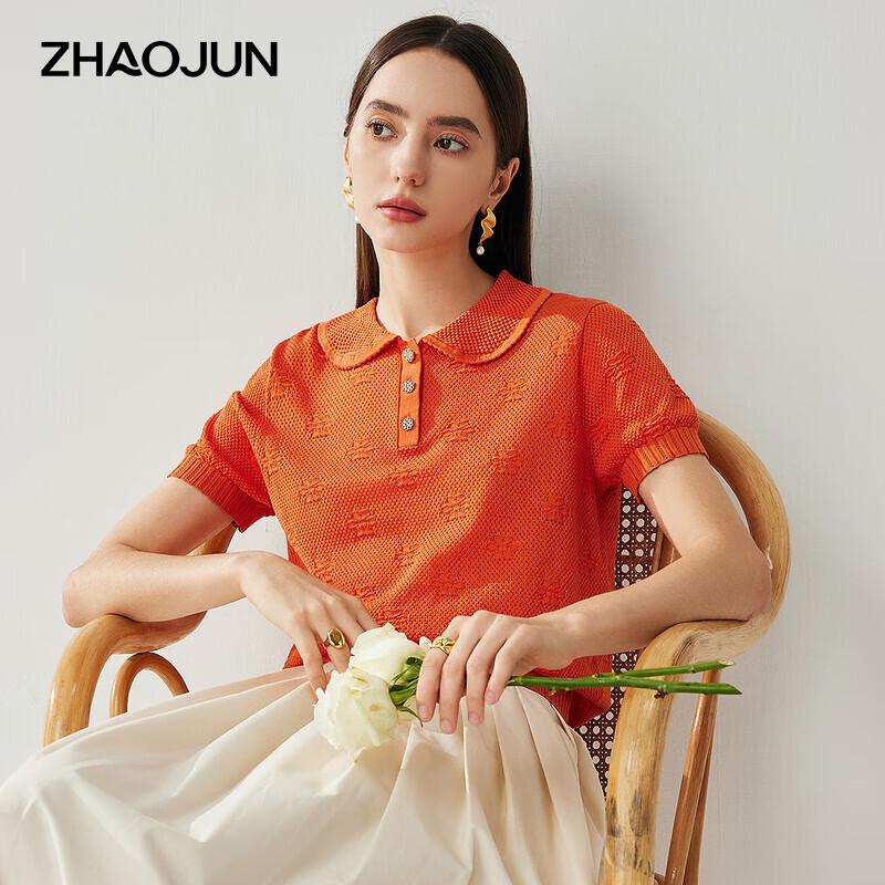 Zhaojun Women's Silk Blend Peter Pan Collar Knit Top