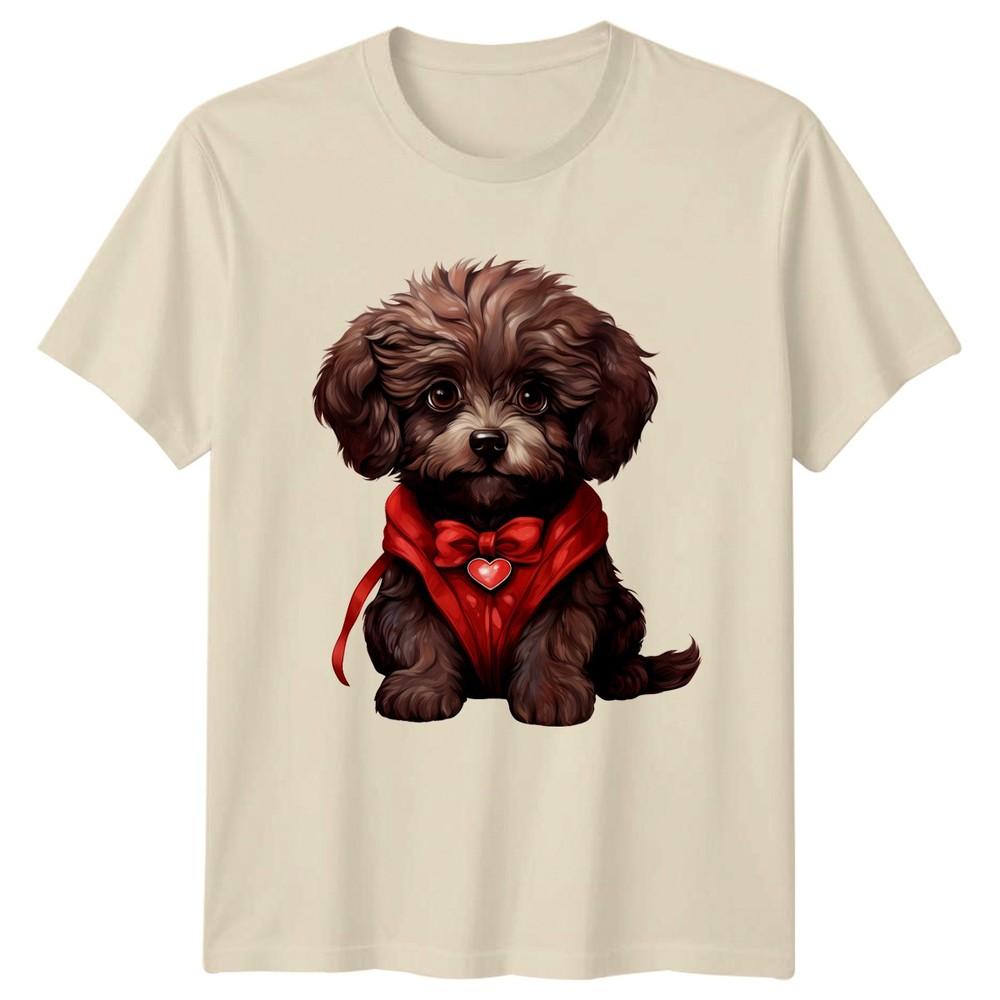 Puppy Dog Red Bow Heart Valentine Animals Unisex Unisex Graphic Tee