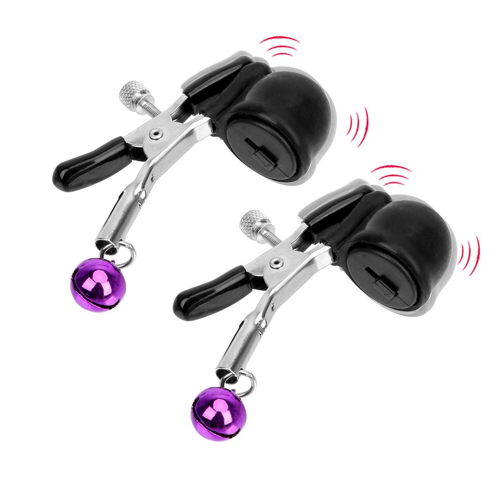 Free Custom Box - Flirting Vibrator Nipple Clamps Breast Stimulator With Bell Vibrating Clip Sex Toys for Women Couple