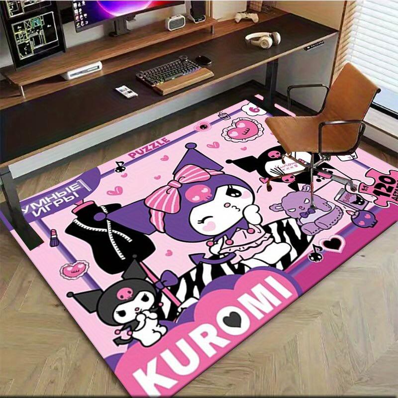 1pc Sanrio Kuromi Mermaid Printed Office Carpet Rectangle Rug Under The Table,Perfect Room Decor for Living Room, Bedroom, Kitchen, Non-slip Floor Mat