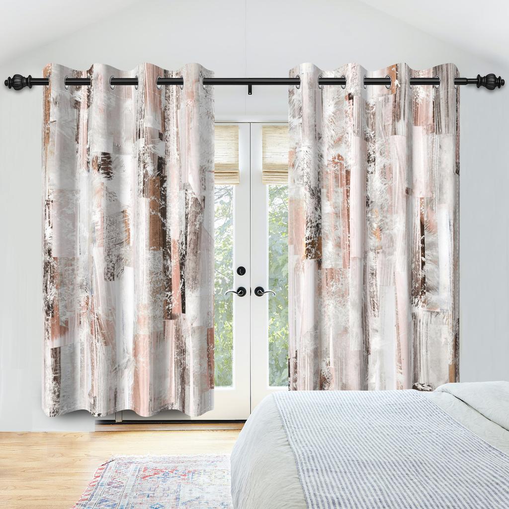 2pcs/set Retro Rural Sawdust Window Curtain Gradient Ink Wash Home Bedroom Living Room Decor Blackout Polyester Fabric Curtains