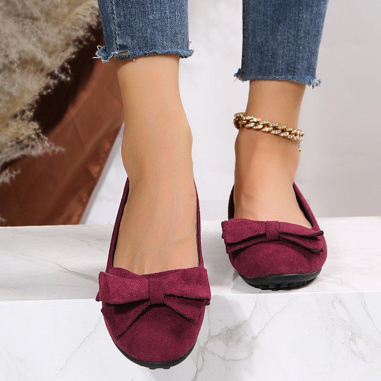 Plus Size Suede Bow Loafers for Women - New 2022 Casual Round Toe Driving Shoes