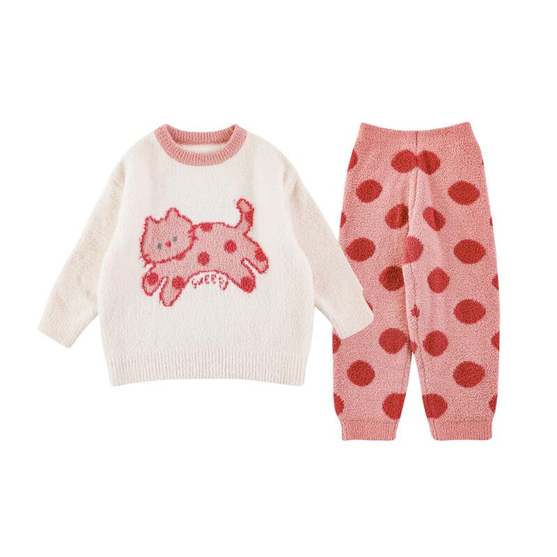 Зимний коралловый флисовый пижамный комплект для девочек 110