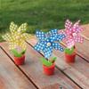 3Pcs Colorful Small Windmills with Flowerpots Ornament Desktops Decorations Cute Pinwheels Garden Lawn Kids Photo Props