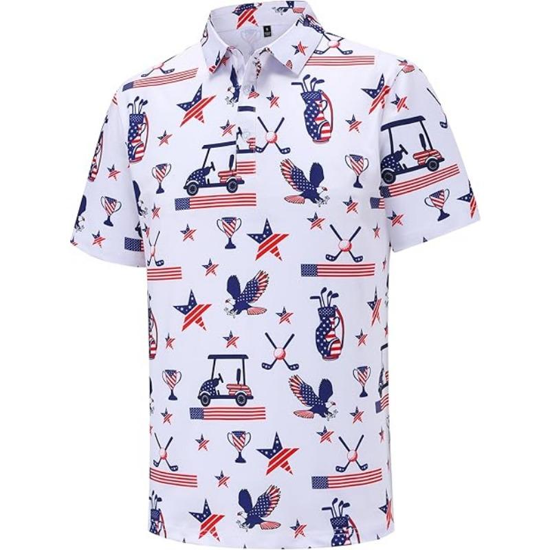 Quick Drying Men's Golf Polo Shirt Short Sleeve Moisture Wicking Sweat Wicking Performance Casual Fun Golf Polo Shirt Men
