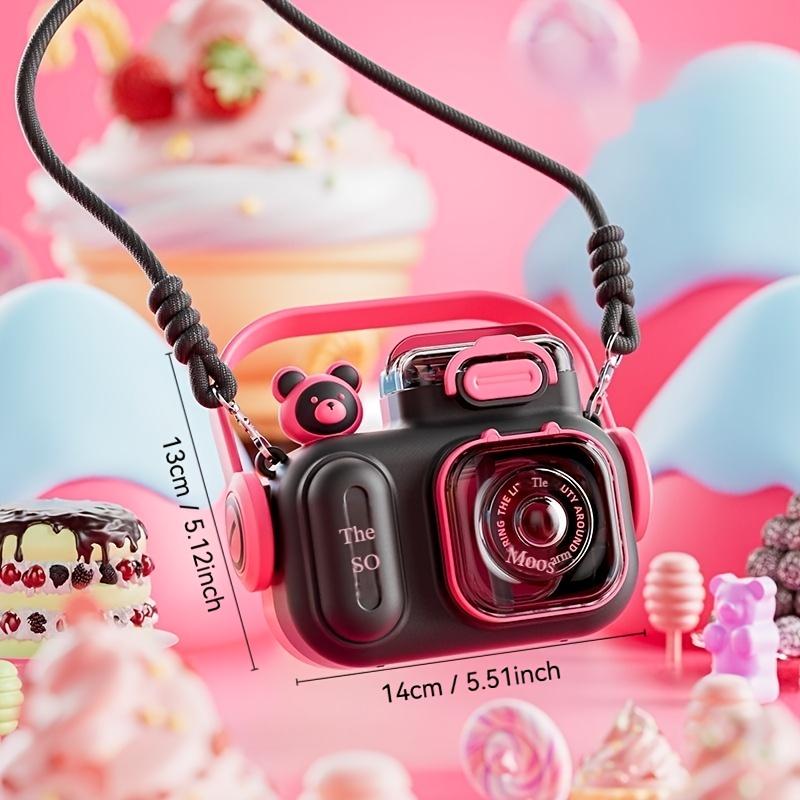 1pc Cute Camera-Shaped Water Bottle, Tritan Big Belly Cup with Carry Strap and Adjustable Shoulder Sling for Hiking, Camping, Party Gifts
