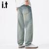 Izzue IT Herren Loose Fit Distressed Straight Jeans