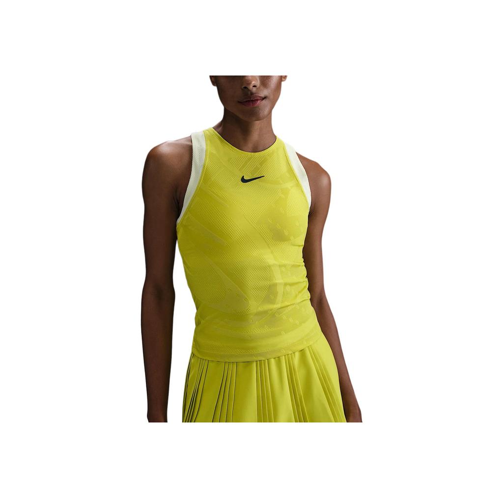 Nike Striped Jacquard Pattern Slim Fit Sleeveless Tank Top Women Tops Yellow FZ6475-344