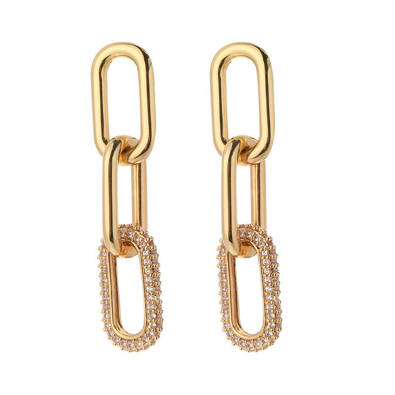 Zircon Gold Oval Necklace & Earring Set: Versatile Spring Fashion for Influential Women