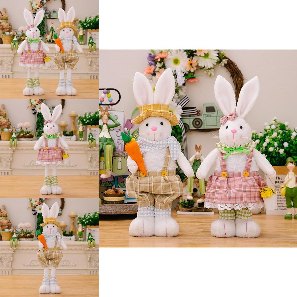Adorable Easter Decorative Standing Rabbit Figure Stretchable Plush Doll Gift For Kids