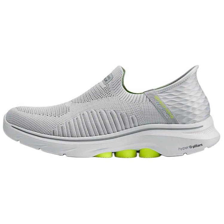 Skechers Men's Gray Go Walk 7 Slip-Ins Comfortable Versatile Breathable Supportive Lightweight Rebound Low-Top Casual Shoes Sneakers 216552-Gry Cm