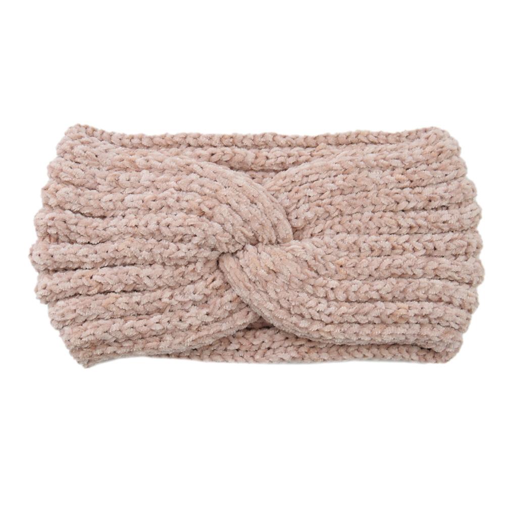 Windproof Going Out New Winter Solid Woolen Hairband Women'S Warm Wide Edge Cross Knitted Headband Hairband Accessories
