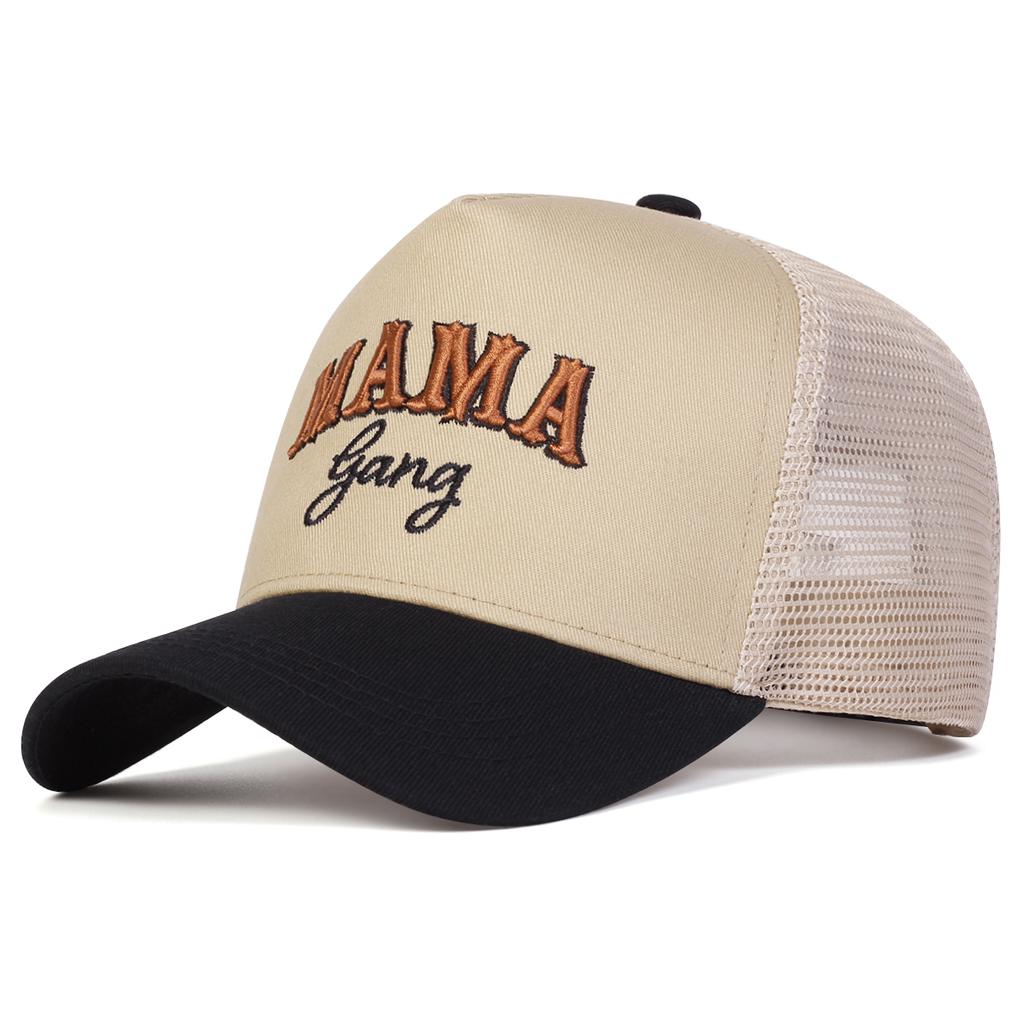 Men MAMA Letter Embroidered Baseball Cap Mesh Hat Outdoor Adjustable Sunscreen Leisure Hat Spring Autumn Travel Tourism Beach Vacation