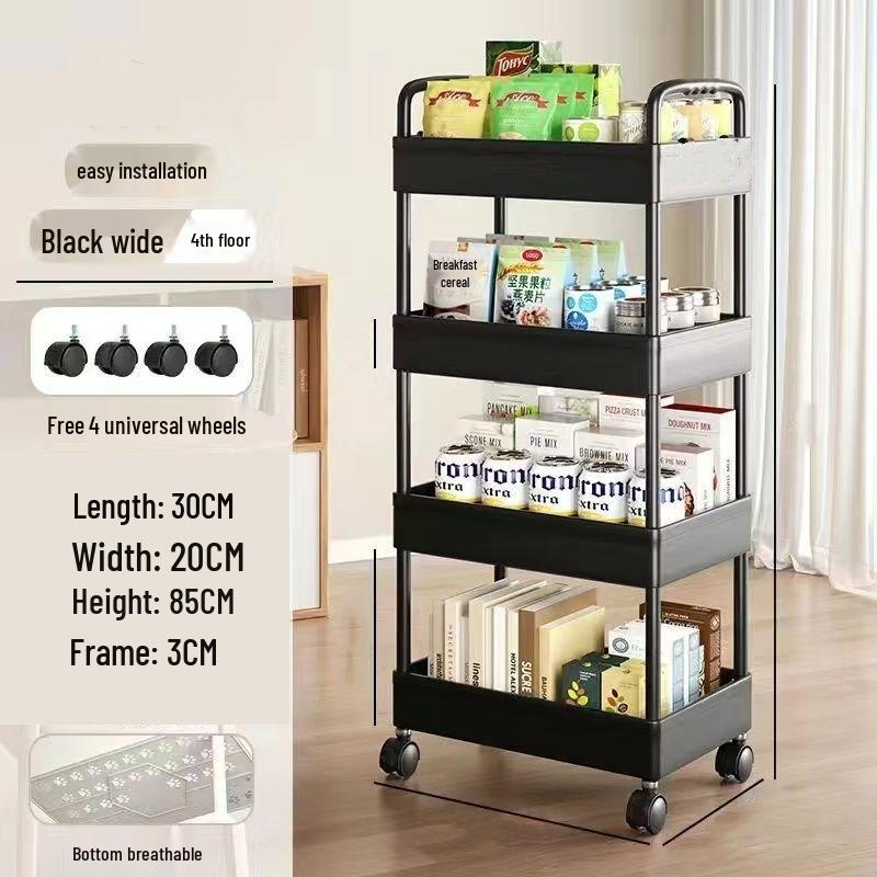 Multi-Layer Mobile Storage Rack for Bathroom, Kitchen, or Bedroom - Floor-Standing Trolley Shelf