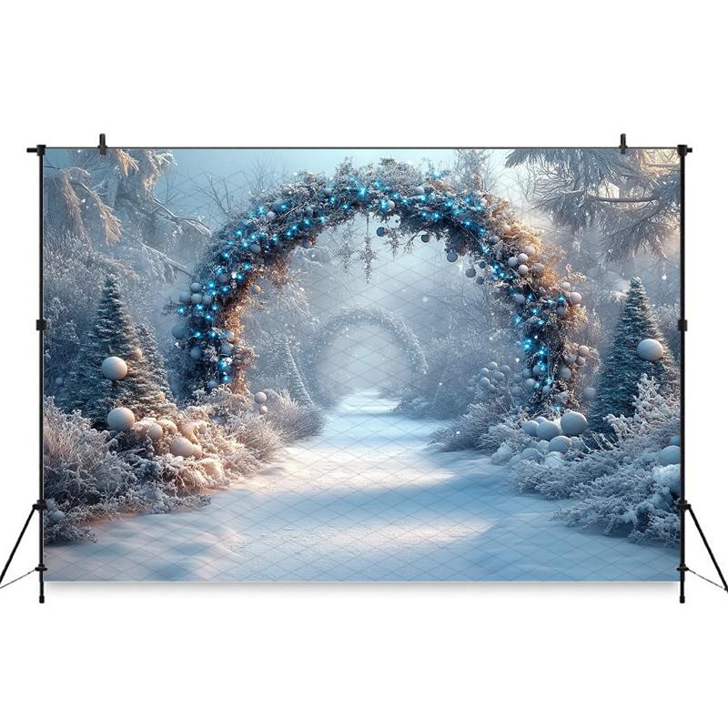 Mocsicka Winter Snow Background Photography Christmas Tree Decoration New Year Party Family Adult Child Photo Backdrop Wallpaper