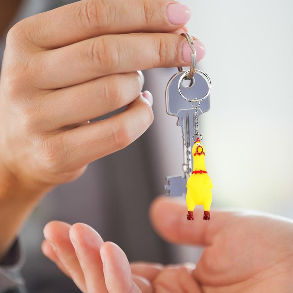 Scream Chicken Voice Chicken Keychain Mini Rubber Squeeze Screaming Chick 1-5PCS Yellow Shrilling Screaming Chicken Keychain