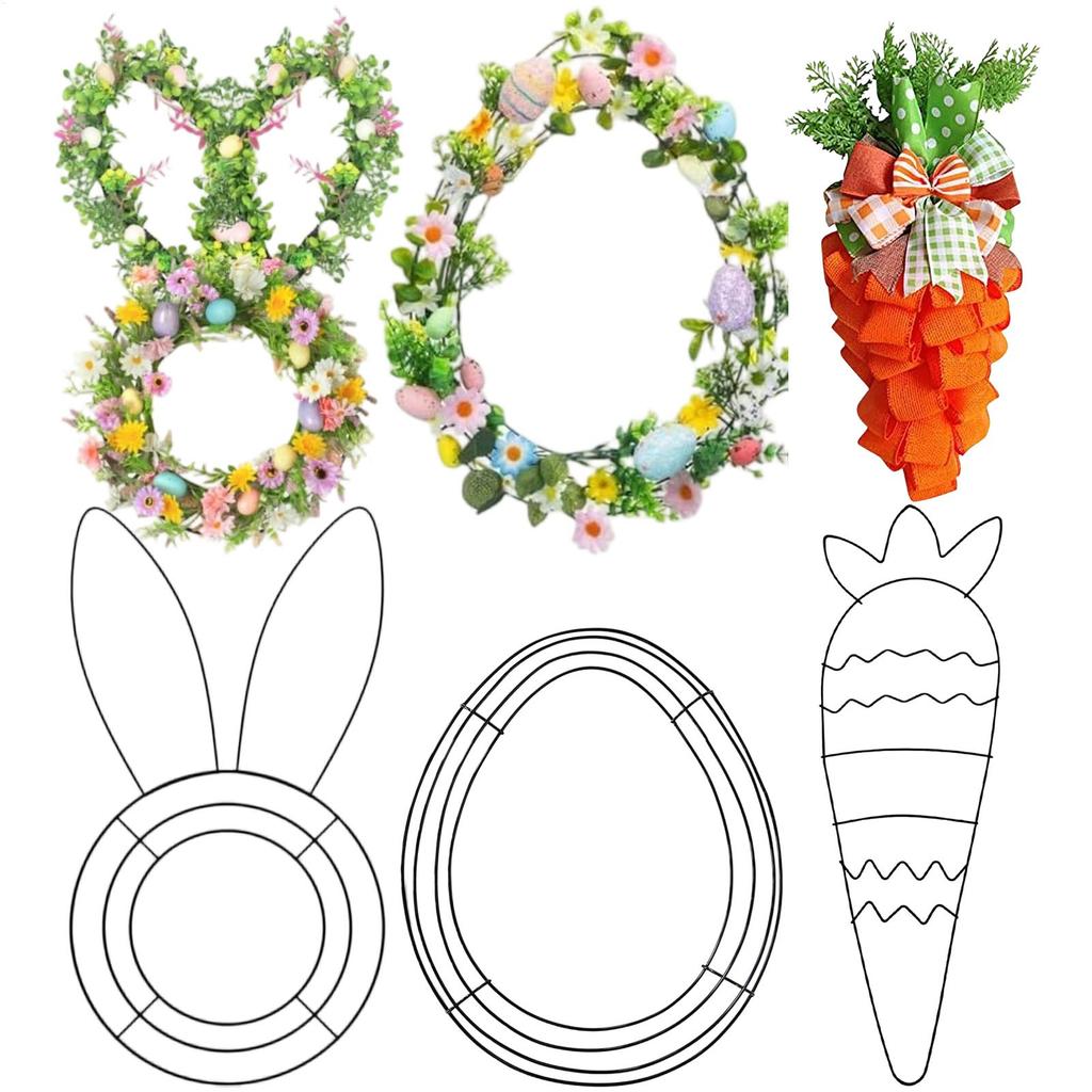 Easter wreath frame Easter bunny egg and turnip shaped wreath frame for Easter DIY crafts, Easter holiday hanging decorations