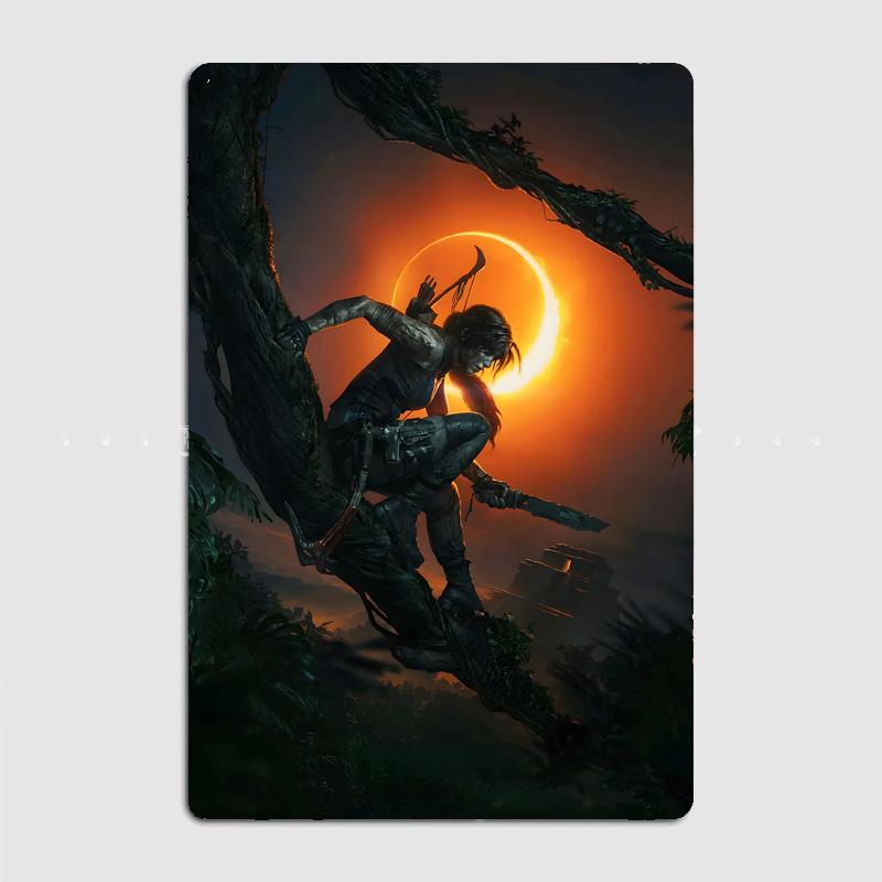 

Tomb Raider Лара Крофт Ретро Классический Постер Металлическая Табличка Постеры Украшение Гаража Клубной Комнаты Декор Стен Домашний Декор 20x30cm（7.8x11.8inch）