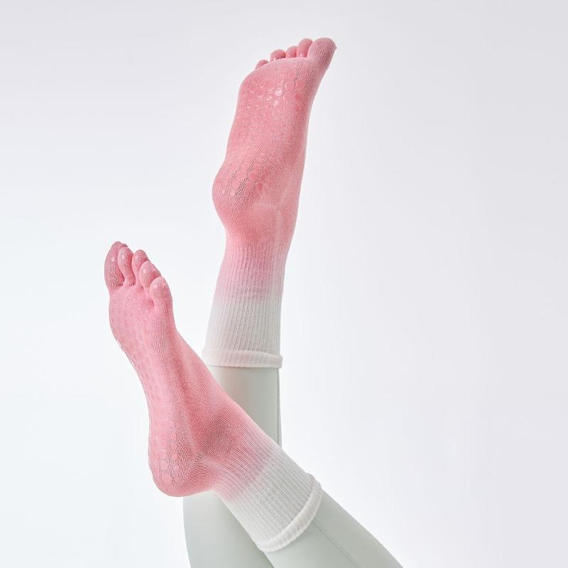 

Five-finger Color-changing Anti-slip Mid-calf Compression Stockings, Suitable for Dance, Fitness, Professional Pilates and Yoga. 1 pair рожевий