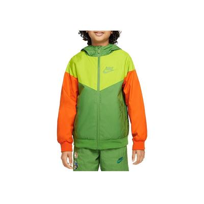 Color Block Logo Zip Up Hooded Long Sleeve Jacket Kids Jackets Green 850443-377